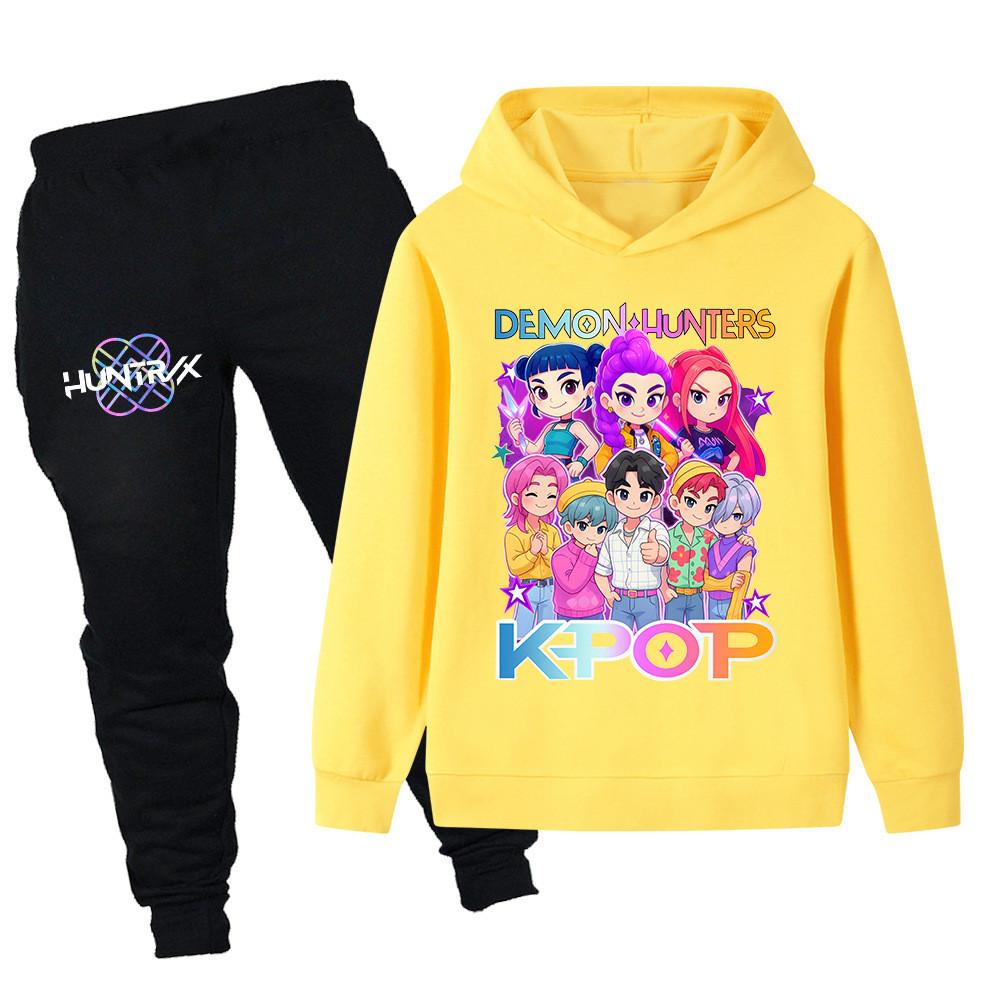 PB1201 Kinder Jungen Mädchen Kpop Mira Zoey Rumi Sajaboys Print Langarm Kapuzenpullover Hose Hosen Kleidung Sets