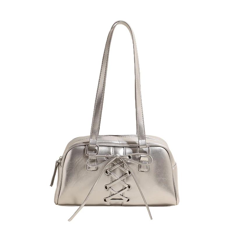 PU bowling fashion straps shoulder bags large capacity high quality sense of luxury solid bags