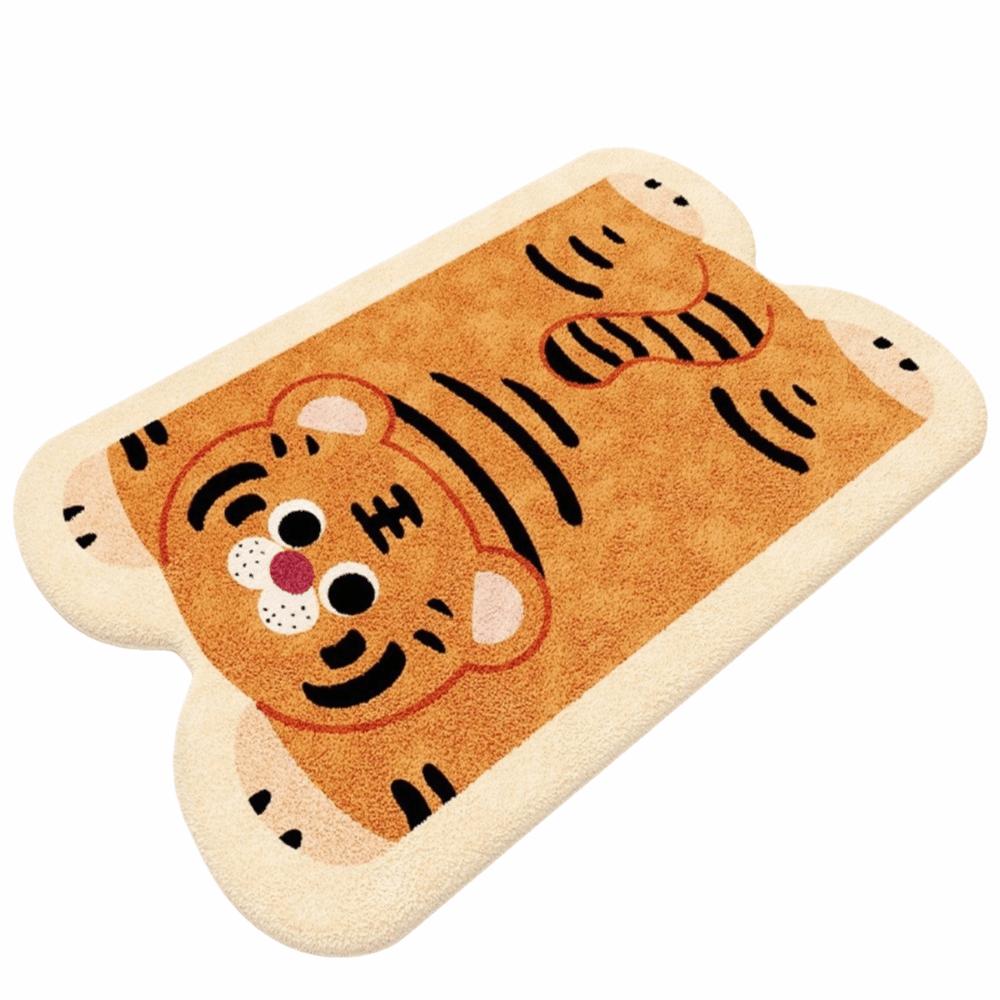 Animal Theme Material Bathroom Floor Mat Thickened Cartoon Design Foot Mat Non-Slip Irregular Shaped Toilet Carpet Bathroom Use