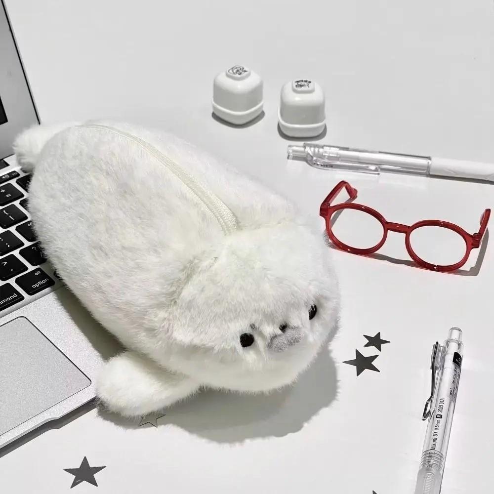 Animal Seal Doll Pen Pouch Large Capacity Stationery Storage Bag Little Seal Pencil Case Daily Use