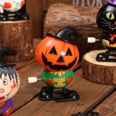 Halloween Wind-up Pumpkin Toy Spooky Cartoon Witch Snowman Walking Toy Toddlers Boys Girls Spring Clockwork Black Cat Toy