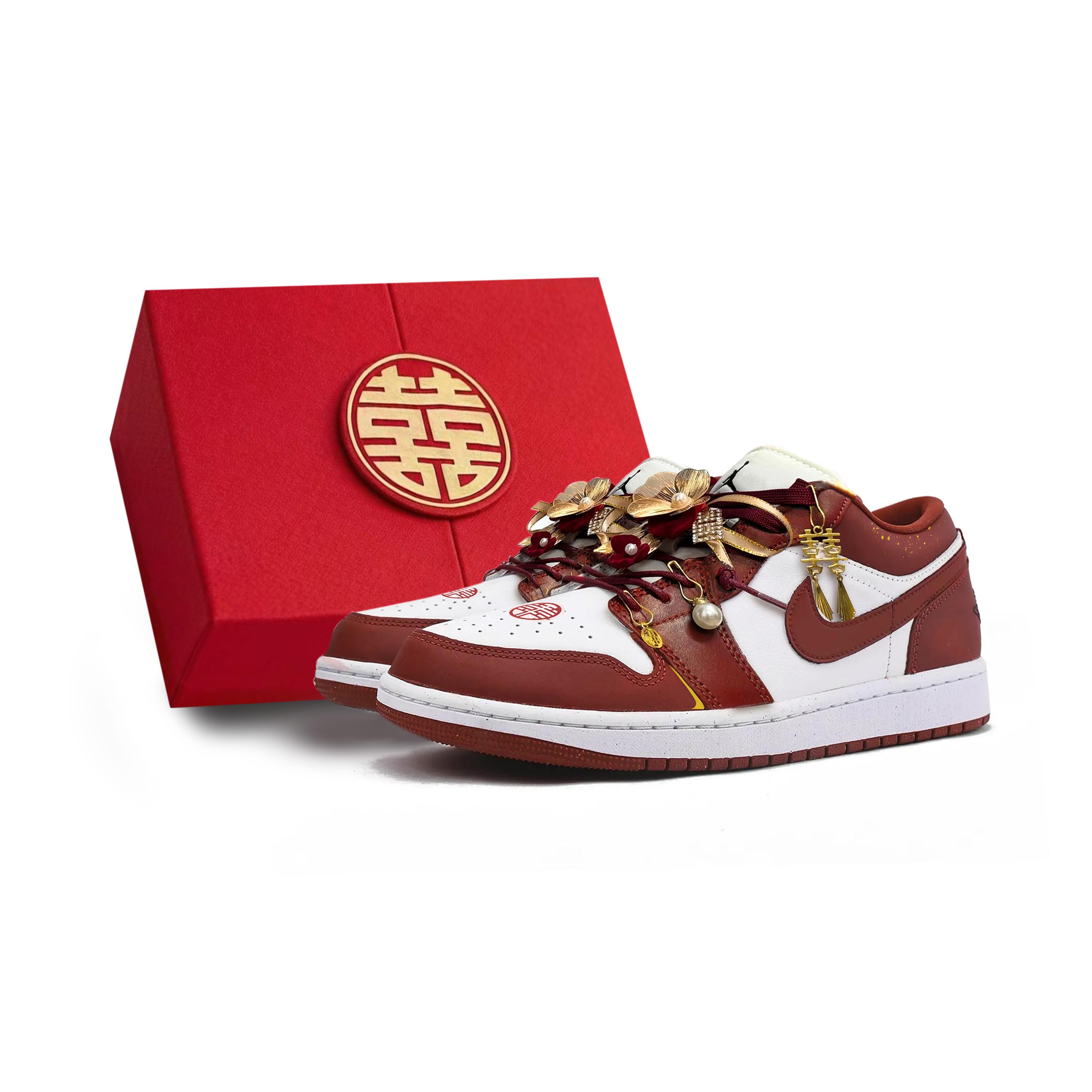

Jordan Air Jordan 1 Long Lasting And Enduring Slip Resistant Low top Vintage Basketball Shoes Unisex Red HF3148-102(Team859-BOX) 36
