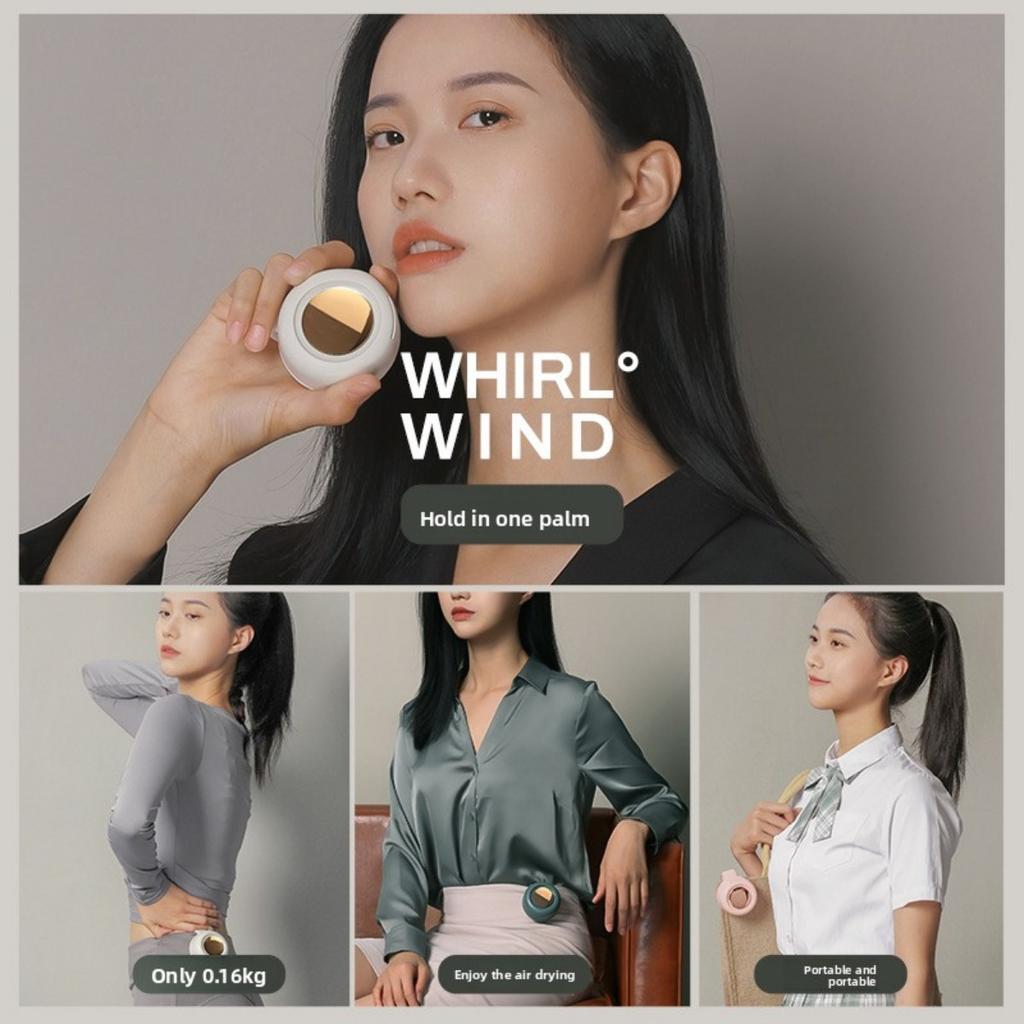 Portable Bladeless Mini Fan with 3-Speed Adjustable Settings, USB Rechargeable, 900mAh Battery for Long-Lasting Use, Lightweight & Rotating Design