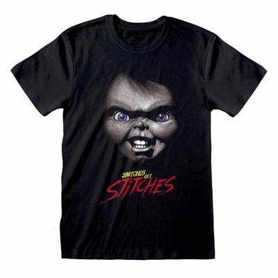 Childs Play Unisex Adult Snitches Get Stitches Chucky T-Shirt