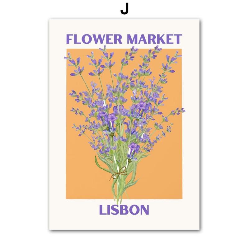 Santorini Hawall Flower Market Abstract Vintage Posters And Prints Aesthetic Art Wall Canvas Painting Room Home Bar Cafe Decor