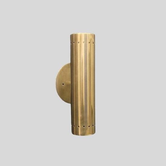 38.1 Cm Mid-Century Modern Brass Wall Sconces Italian Cylinder Vanity Lights Pair Decorative Item