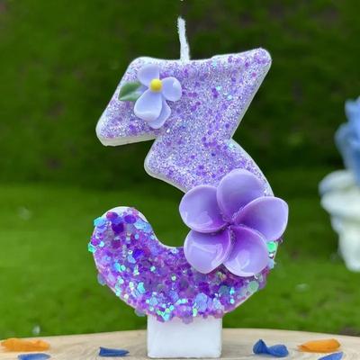 Geburtstagskerze Kuchenaufsatz Farbwechselnde Kreative Zahlen 0-9 Kerze Blumen Digitale Kerzen Mädchen Geburtstagsparty Dekoration