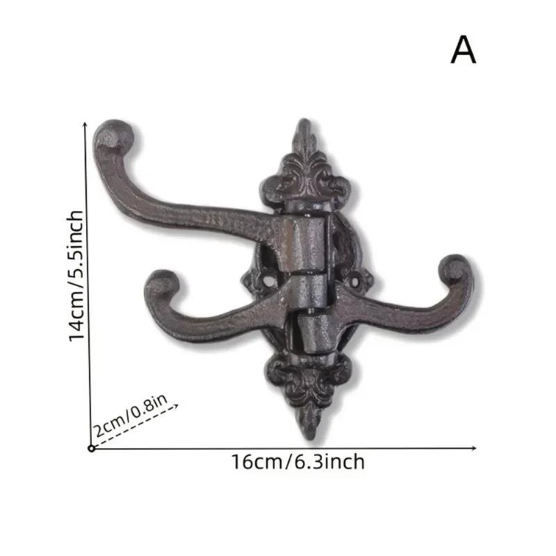 1 peça Ganchos Multifuncionais Vintage de Ferro Fundido, Fácil Instalação, Robusto e Durável, Design Giratório para Banheiro, Casa de Fazenda, Jardim, Garagem