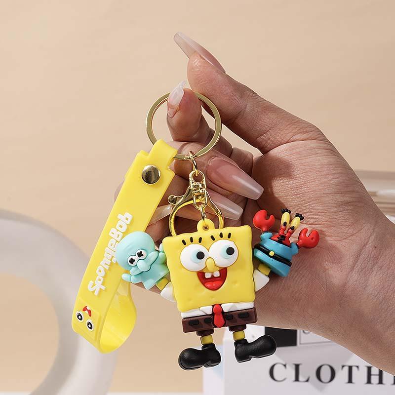 Cartoon SpongeBob SquarePants Keychain Couple s Bag Pendant Cartoon Pie Star 3D Doll Hanging Gift