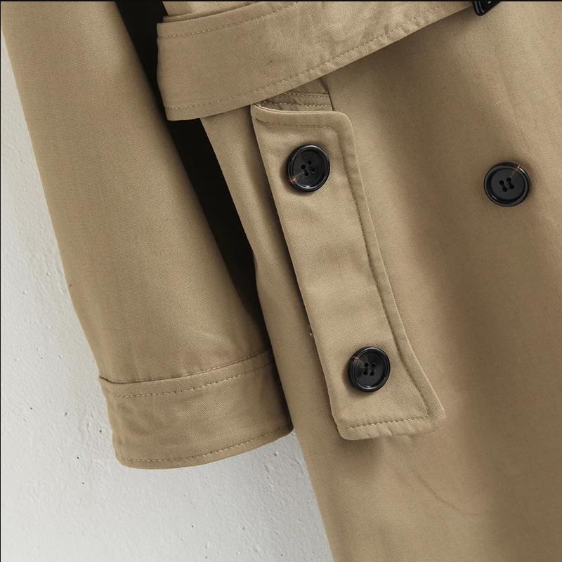 Women Casual Solid Color Double Breasted Outwear Fashion Sashes Office Coat Chic Epaulet Design Long Trench