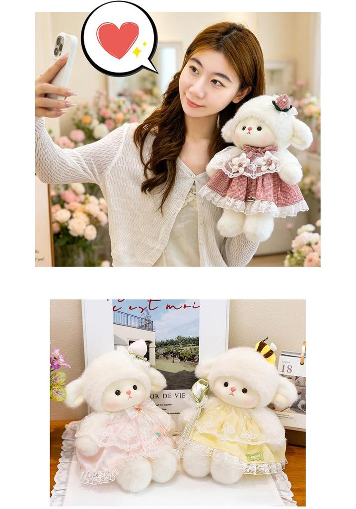 Cute Lolita Lamb Plush Toy - Soothing Woolen Doll for Children's Birthday Gift