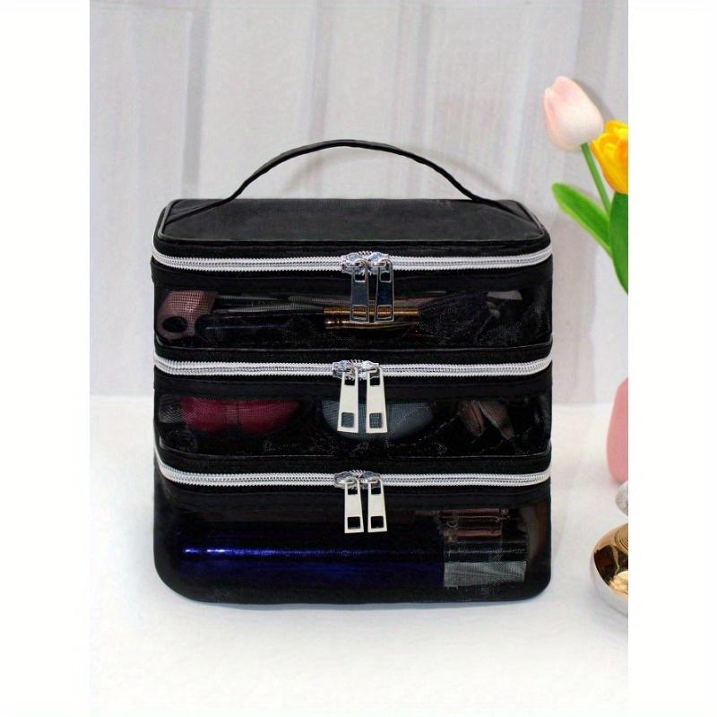 

Multifunctional Makeup Mesh Bag, 1pc Polyester Dual-layer Portable Makeup Storage Bag For Outdoor Travel one-size