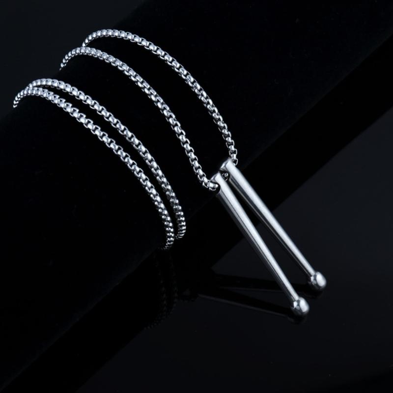 Edelstahl Silber Drumstick Anhänger Halskette Schmuck Ornament Zarte Schlüsselbeinkette Accessoire für Musikliebhaber