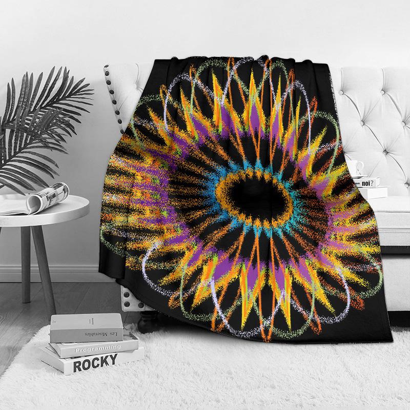 Colorful Abstract Rainbow Geometric Pattern Fleece Blanket Sofa Throw Bedding Home Decor Gift