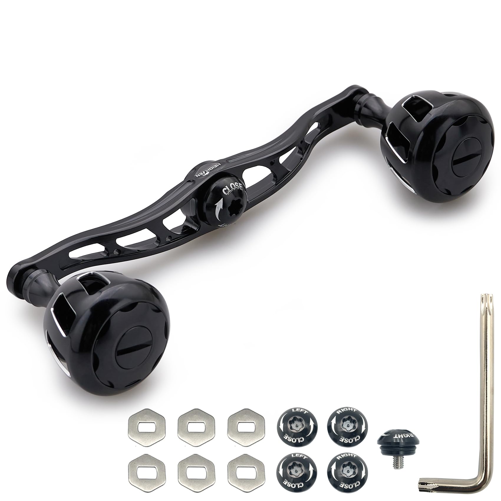 

HEIGHTEN Рукоятка катушки с 32-мм кнобом для универсальных безынерционных катушек Abu Garcia серии Wheel 130/120 мм Shimano, Daiwa, (120 мм - Черный) (+819)