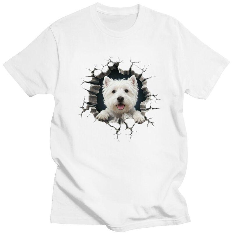 Przełomowy West Highland White Terrier Koszulka Męska 100% Bawełna T-shirt Rekreacyjny Westie Miłośnik Psów Koszulki Streetwear Koszulki