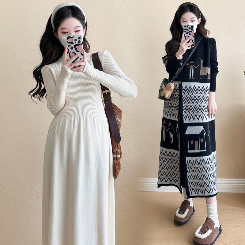 Autumn/Winter 2025 Korean Maternity Knit Dress Set