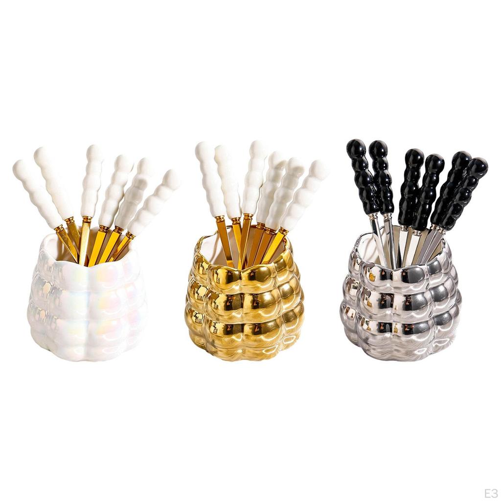 Ceramic Jar Fruit Fork And Spoon Set for Elegant Dining