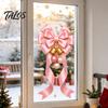 Decorative Glass Clings Static Sticker, Christmas Theme Bow Pattern Print, Removable Holiday Window Decorations Electrostatic PVC Film for Home
