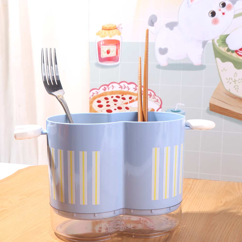 Large Capacity 2 Grids Chopstick Cage Detachable Tableware Drain Storage Box  Kitchen