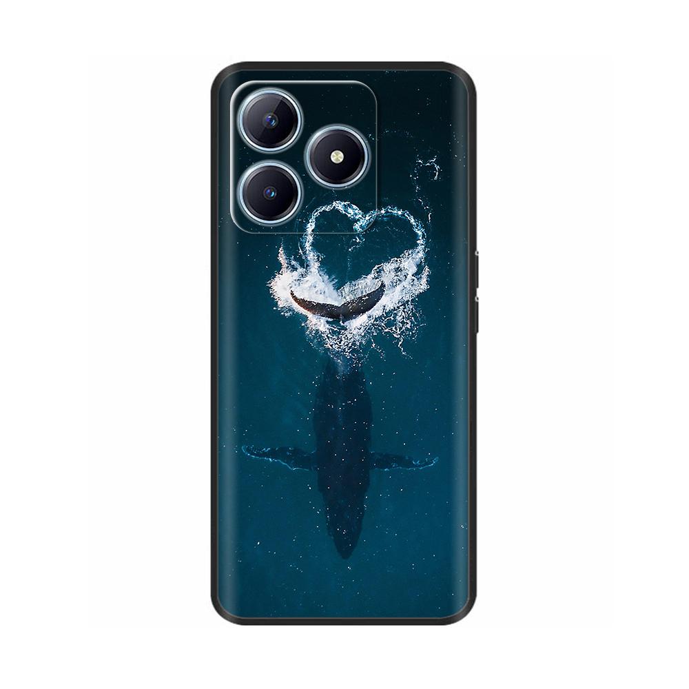 Case For Realme C63 Soft TPU Black Silicone Back Cover For RealmeC63 Cases Cute Protective Shell Painted Colorful Bumper Coque