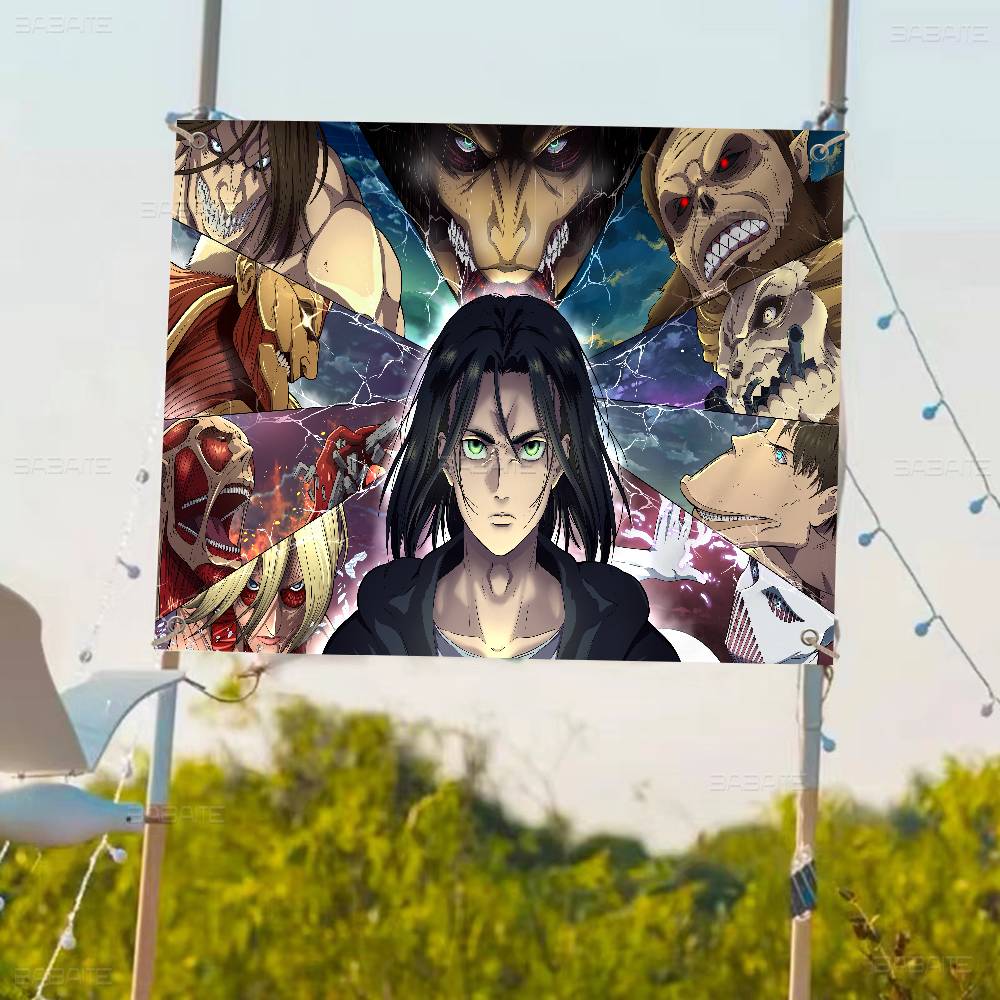 AAttack On Titan Anime Small Size Cheerleading Banner Hand Pulled Flag Outdoor Atmosphere Flags