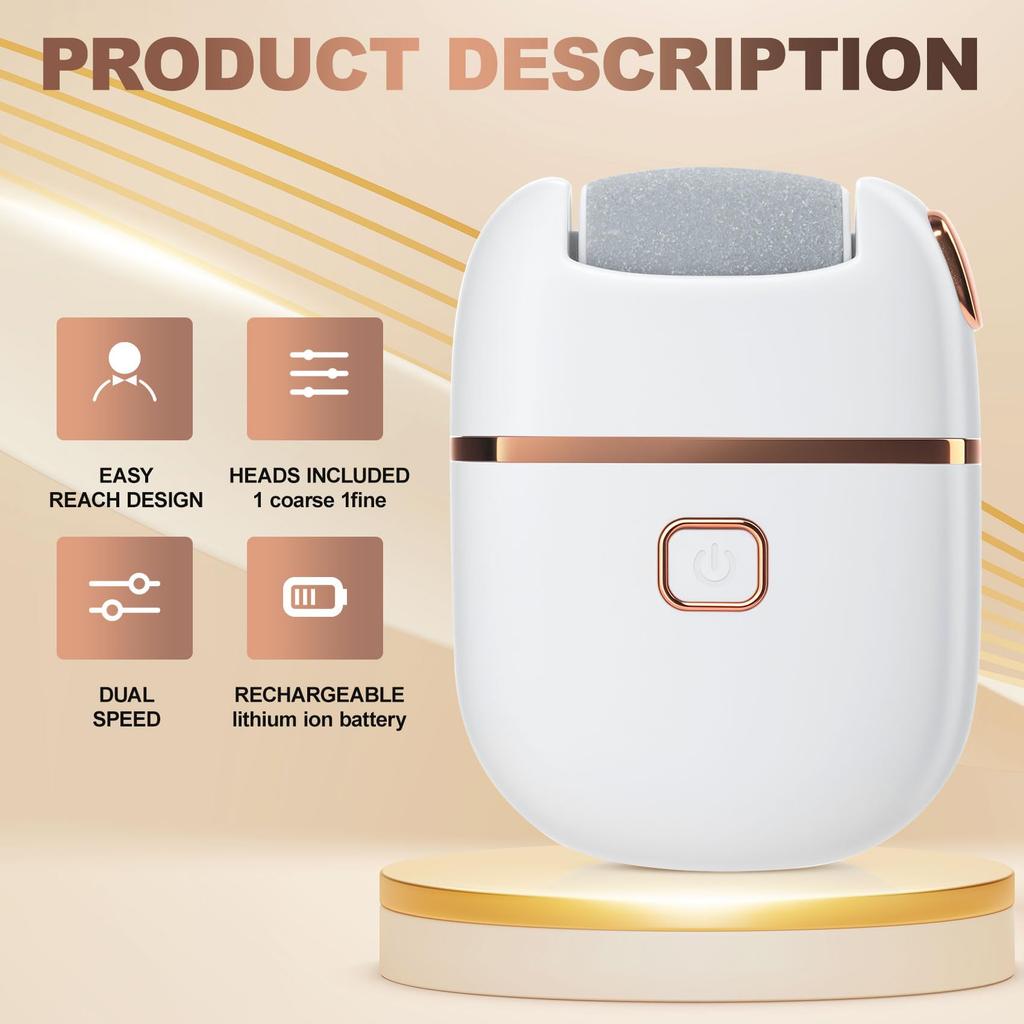 Electric Foot Grinder Rechargeable Foot File Dead Skin Callus Remover Dry Cracks Pedicure Tools with 3 Grinding Heads Feet Care