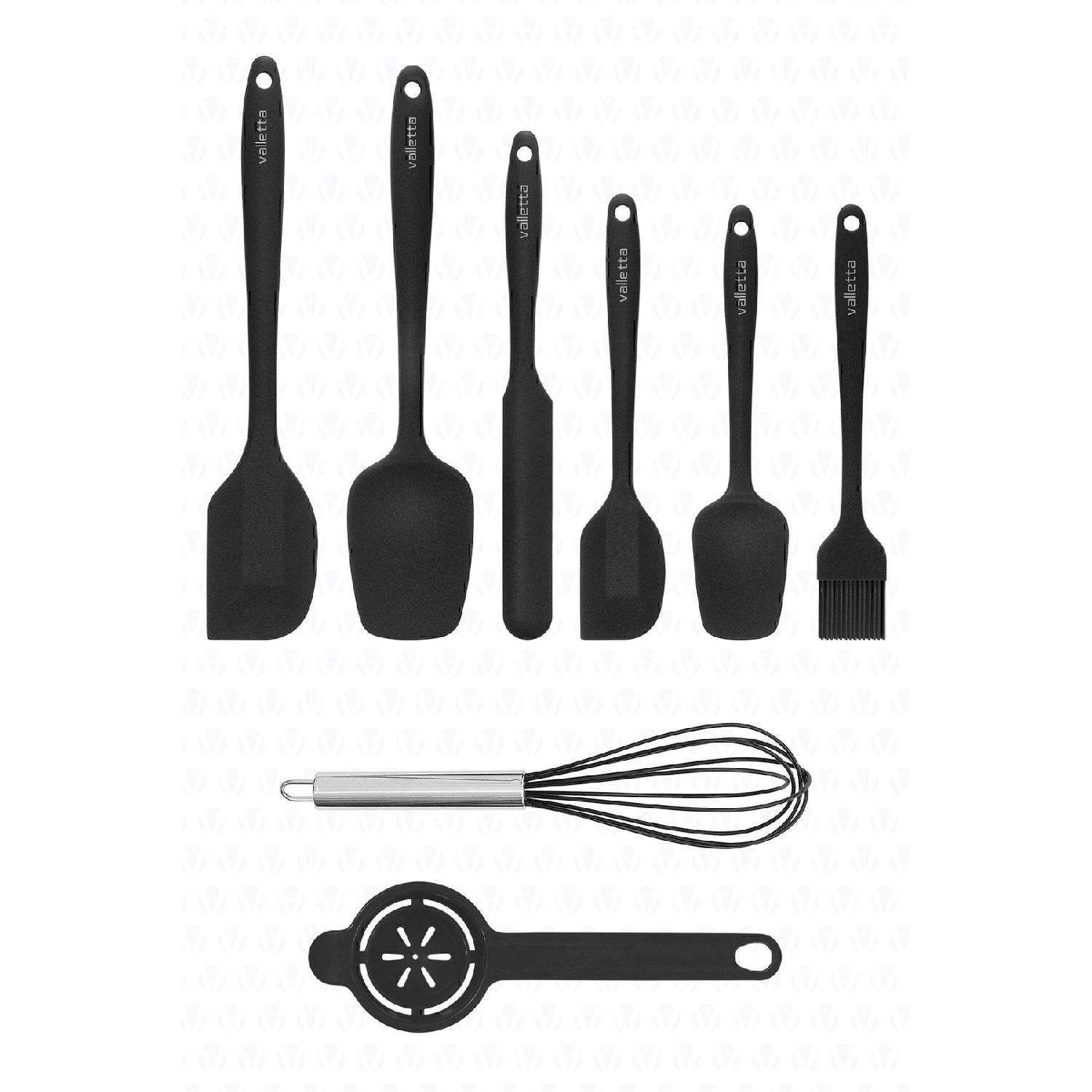 

Drongo Heat Resistant Fireproof Nonstick Silicone Spatula Set 8 Pieces Black красный