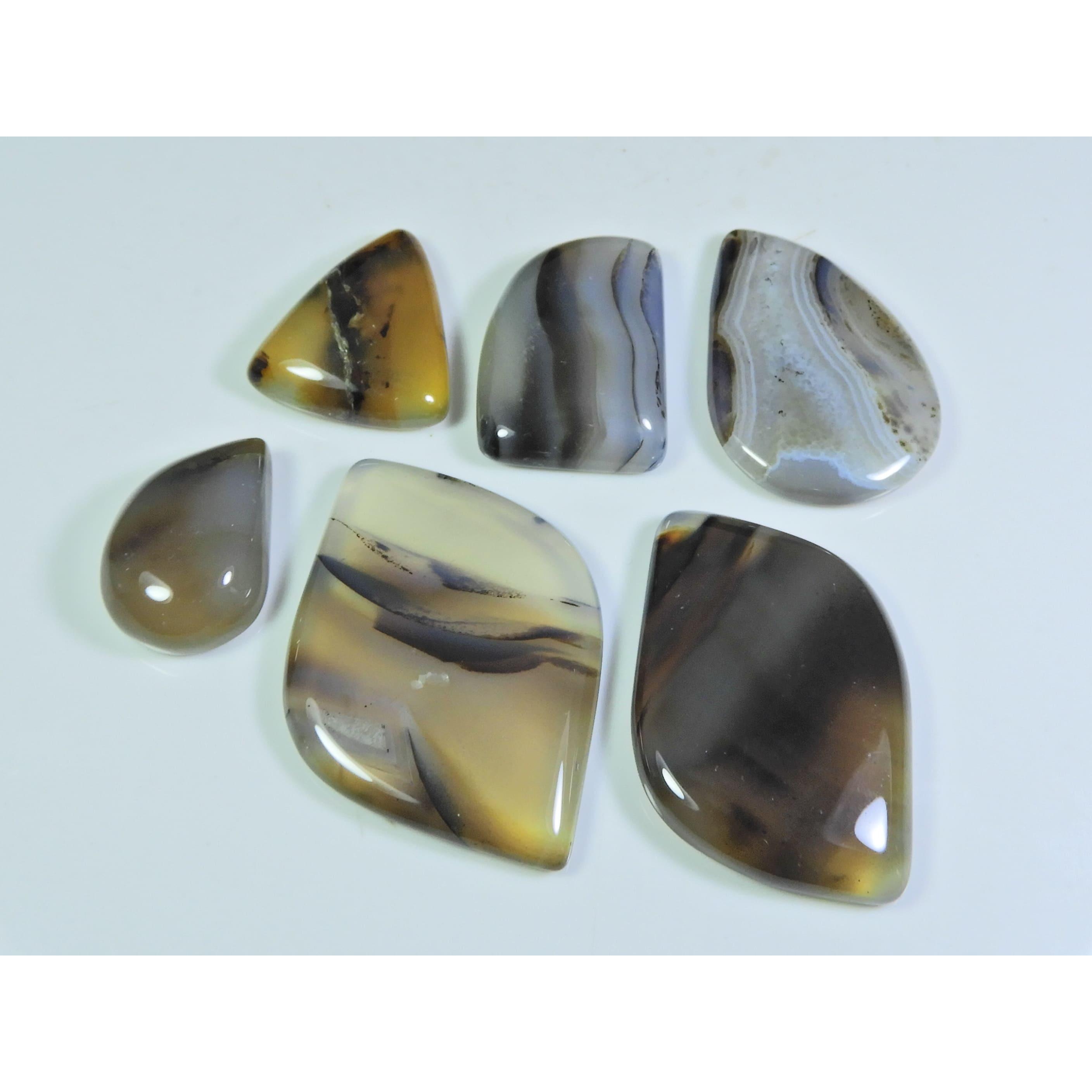 

245Cts. Natural Botswana Agate Fancy Cabochon Loose Gemstone 6 Pcs Lot A-671