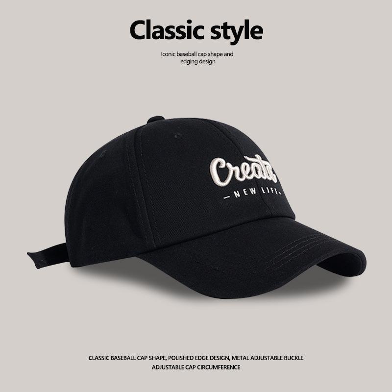 

Big head circumference shows the face, small baseball cap, women s wide brim letter embroidered cap, men s street versatile sports hat tide L（54-60cm）