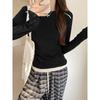 Fake Two Basic Models with Long-sleeved T-shirts for Women, Sweet Girls, Contrasting Colors, Slimming, New Autumn Bottoming Tops