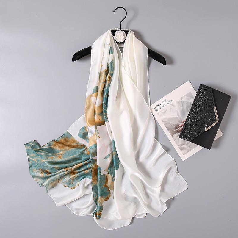 Women Silk Lady Summer Beach Scarf Luxury Design Print Shawl Scarves Fashion Smooth Foulard Female Hijab