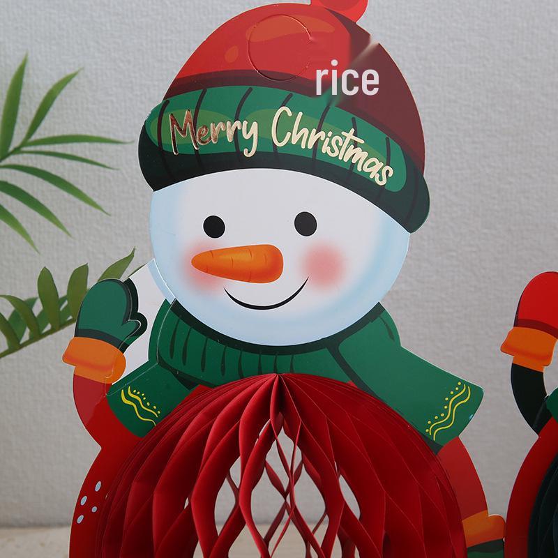 Christmas Honeycomb Paper Flowers & Santa Snowman Gift Box Decoration