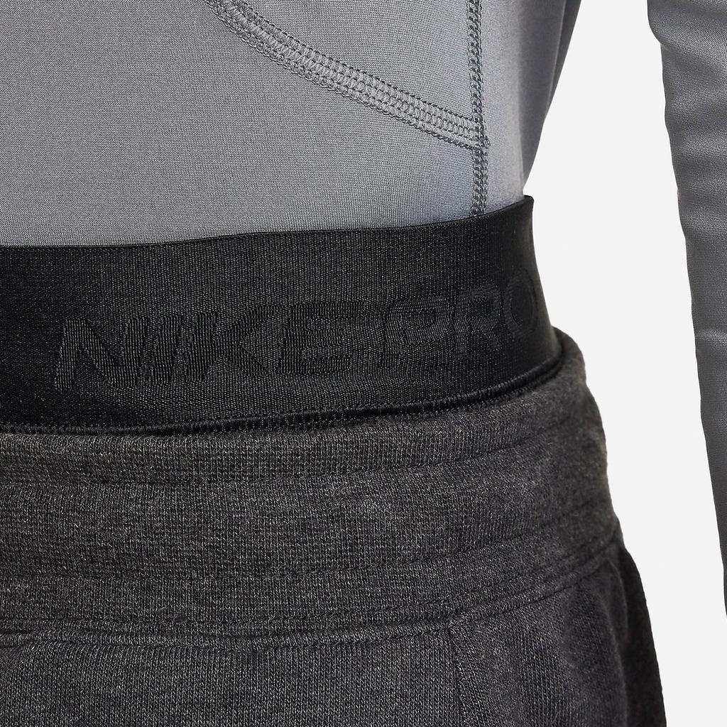 Nike Pro Dri-FIT Solid Mid-Rise Loose Straight Leg Leggings Kids Leggings Smoke-Gray FJ6821-084