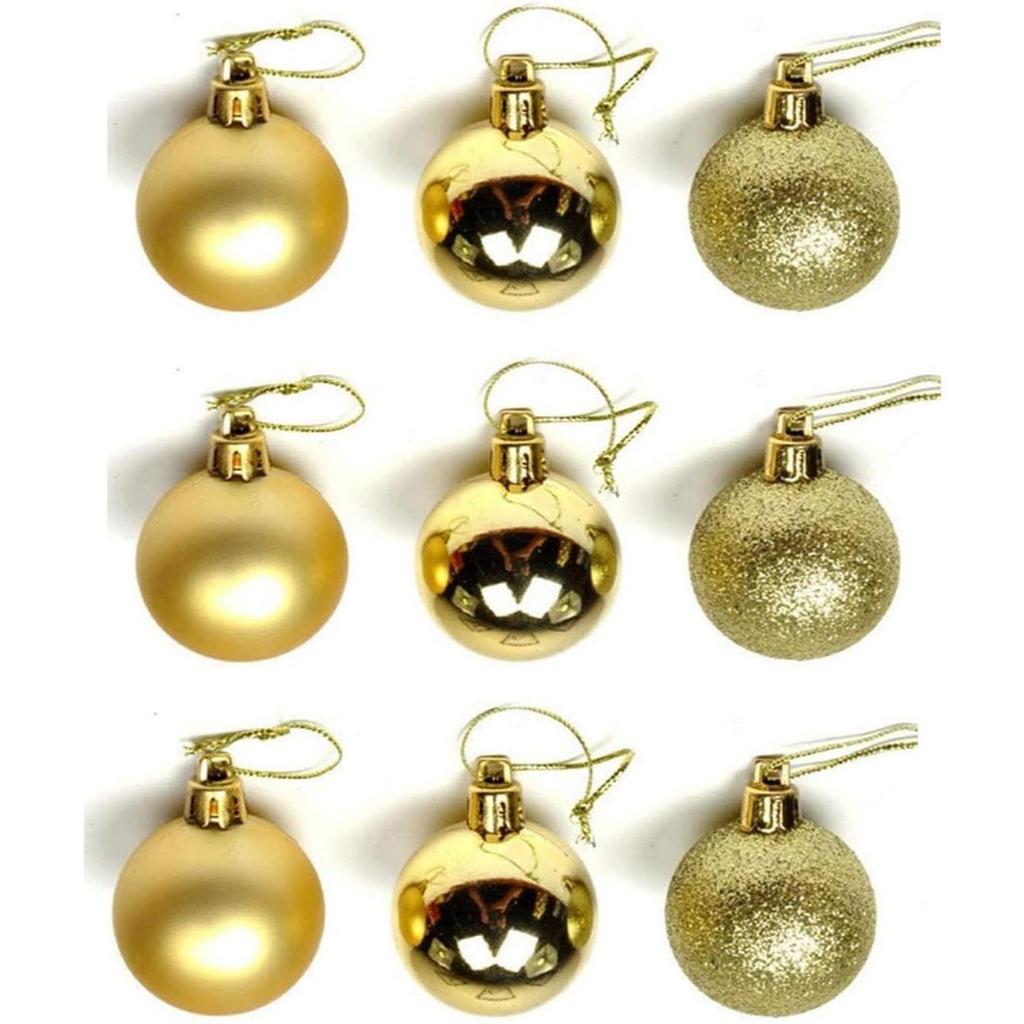 Pack of 24 Christmas Tree Decoration Balls Ornaments Hanging Props Xmas Tree Décor Accessories - Christmas Decorations Items for Home Office