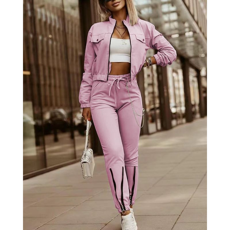 Long Sleeve Top and Pants Set Fashion Long Sleeves Tops + Drawstring Pants Casual Suit