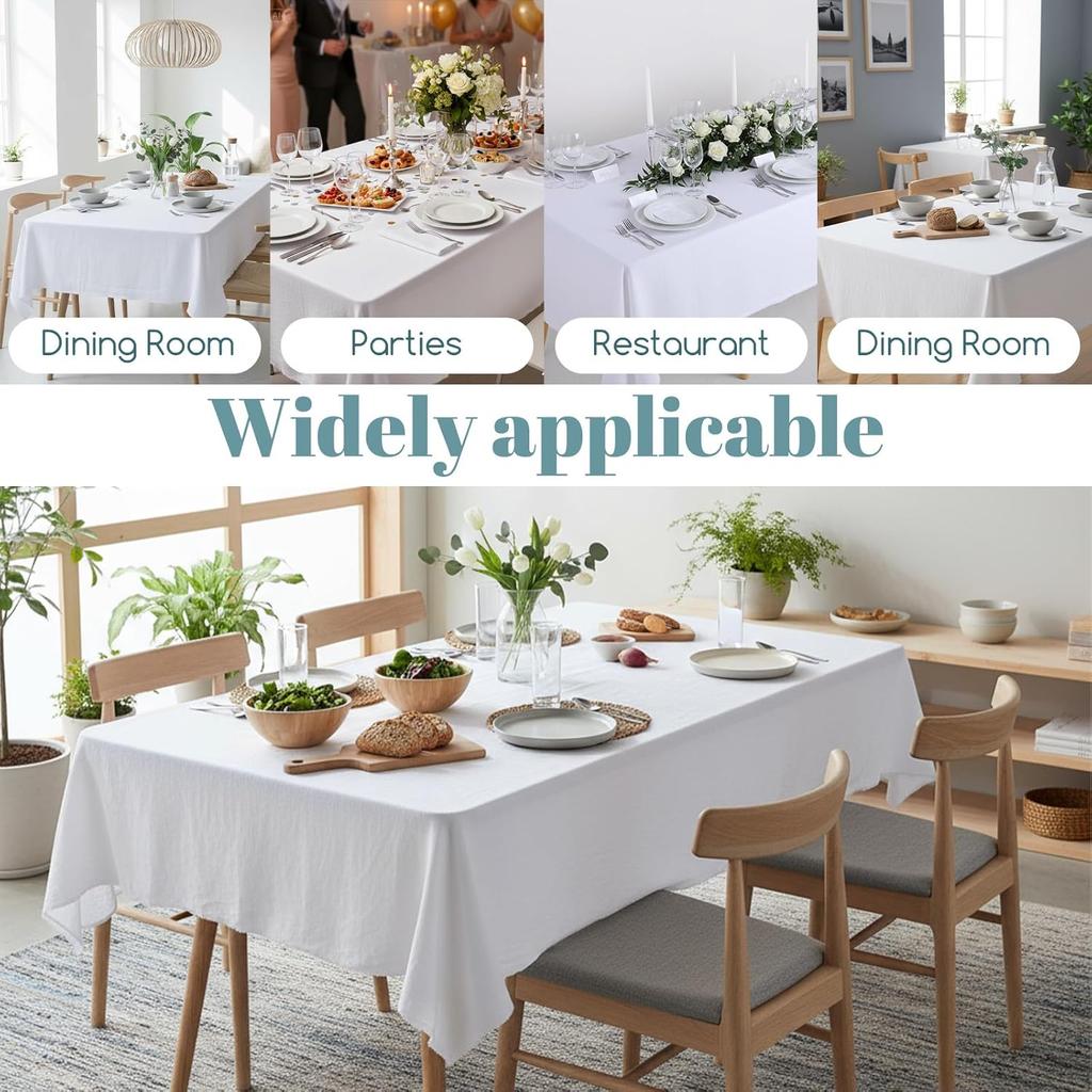 White Tablecloth Rectangle Tablecloth Cotton Fabric Table Cloth Washable Table Cloths for Festival Picnic Wedding Party and DIY Dye Project (55 x 39