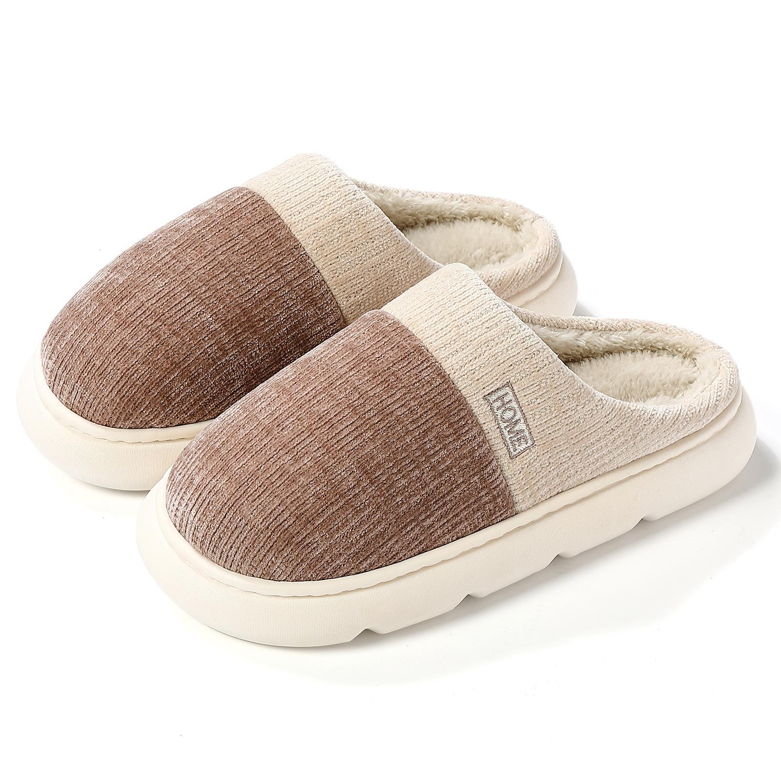 Зимние теплые тапочки мужские плюшевые меховые домашние тапочки толстая подошва — фото 6