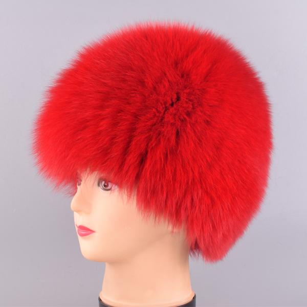 Winter Fur Hats for Women Natural Arctic Fox Fur Warm Thick Knitted Fashionable Stylish Girls Outdoor Snow Skull Beanie Hat
