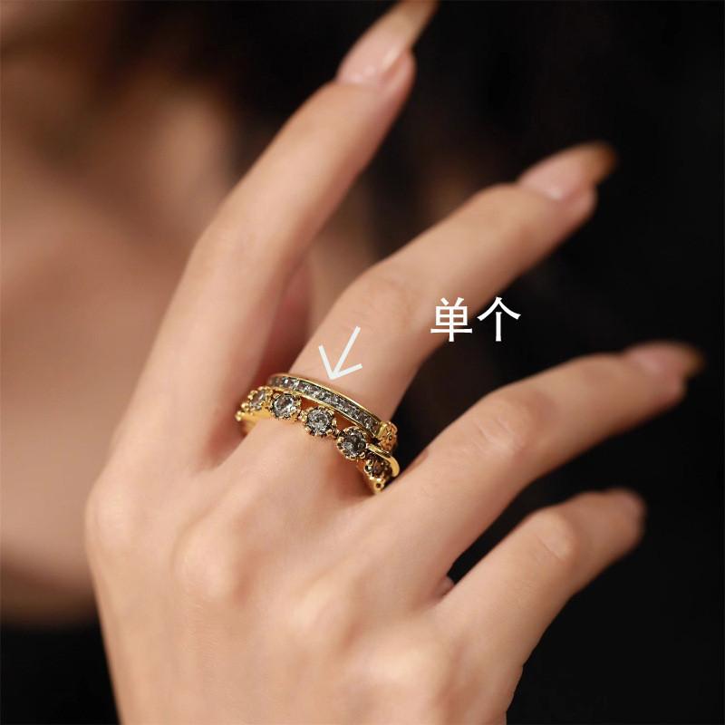 

Unique Retro Inspired Split Double Layer Planet Ring For Women Adjustable Copper Statement Ring J4678
