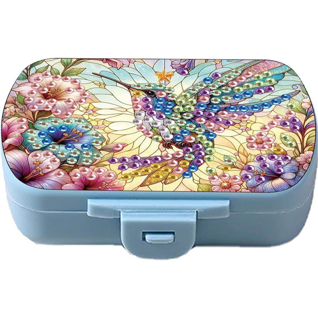 Heart 5D DIY Diamond Painting Dot Pill Case Diamond Painting Pill Dispenser 6 Grid Moisture-proof Pill Organizer for Art Craft