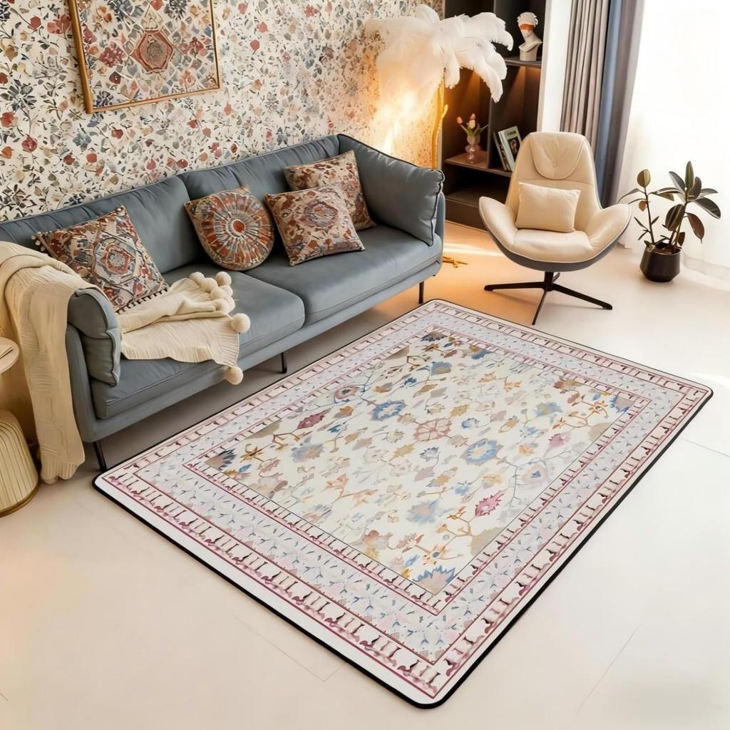 Black Floral Bat 5x7 Area Rug Halloween Bats Living Room Rug | Boho Flowers Rugs for Bedroom, Romantic Plant Gothic Carpet Indoor Floor Mat