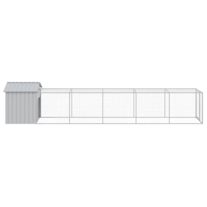 VidaXL Poulailler avec cour gris clair 117x609x123 cm acier galvanisé 3189075