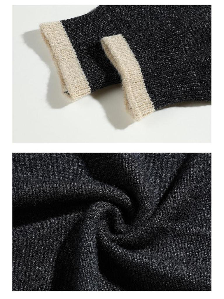 Pánský ležérní svetr s kulatým výstřihem v americkém retro stylu - Podzim/Zima Korejský pletený hoodie