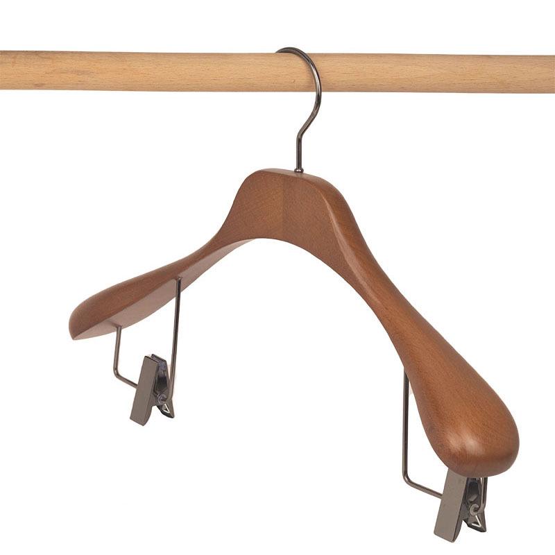Cintres en Bois de Hêtre avec Pinces pour Pantalons - Épais, Élargis pour Manteaux et Costumes