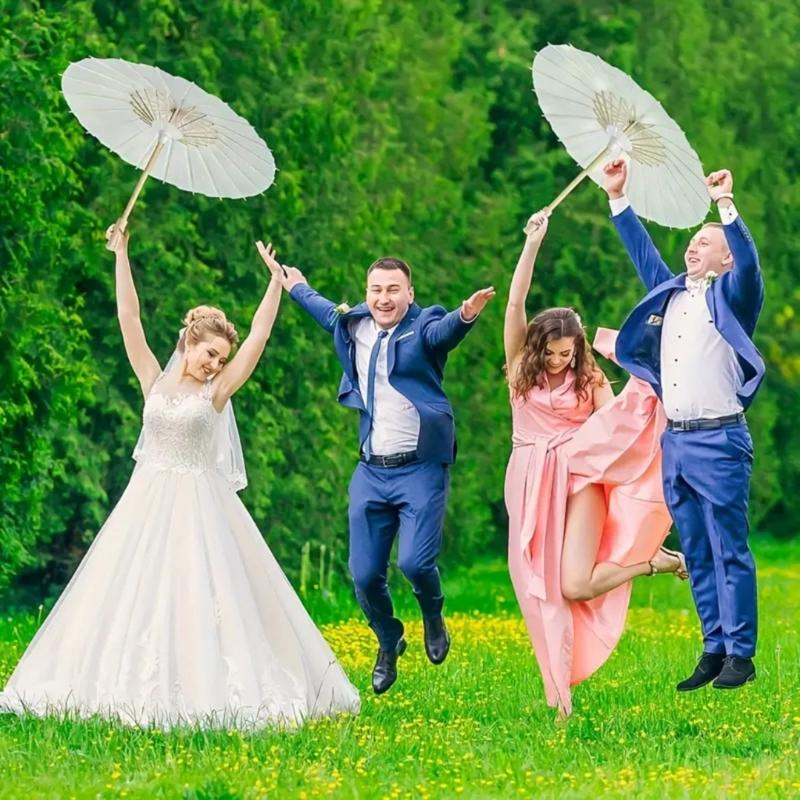 Klassischer Weißer Regenschirm für Braut 1920er Jahre Damenkostüm und Hochzeitsdekorationen Eleganter Sonnenschirm für Hochzeitsgeschenk der Braut