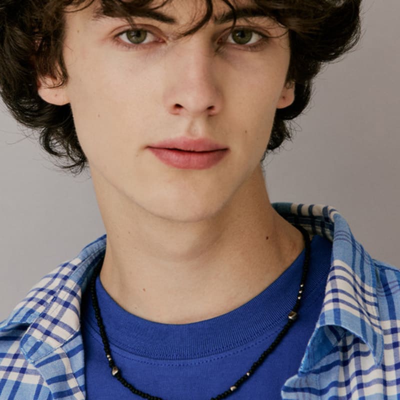 VINTAGE HOLLYWOOD Black Stone Beads Necklace_VH25NNNE177V