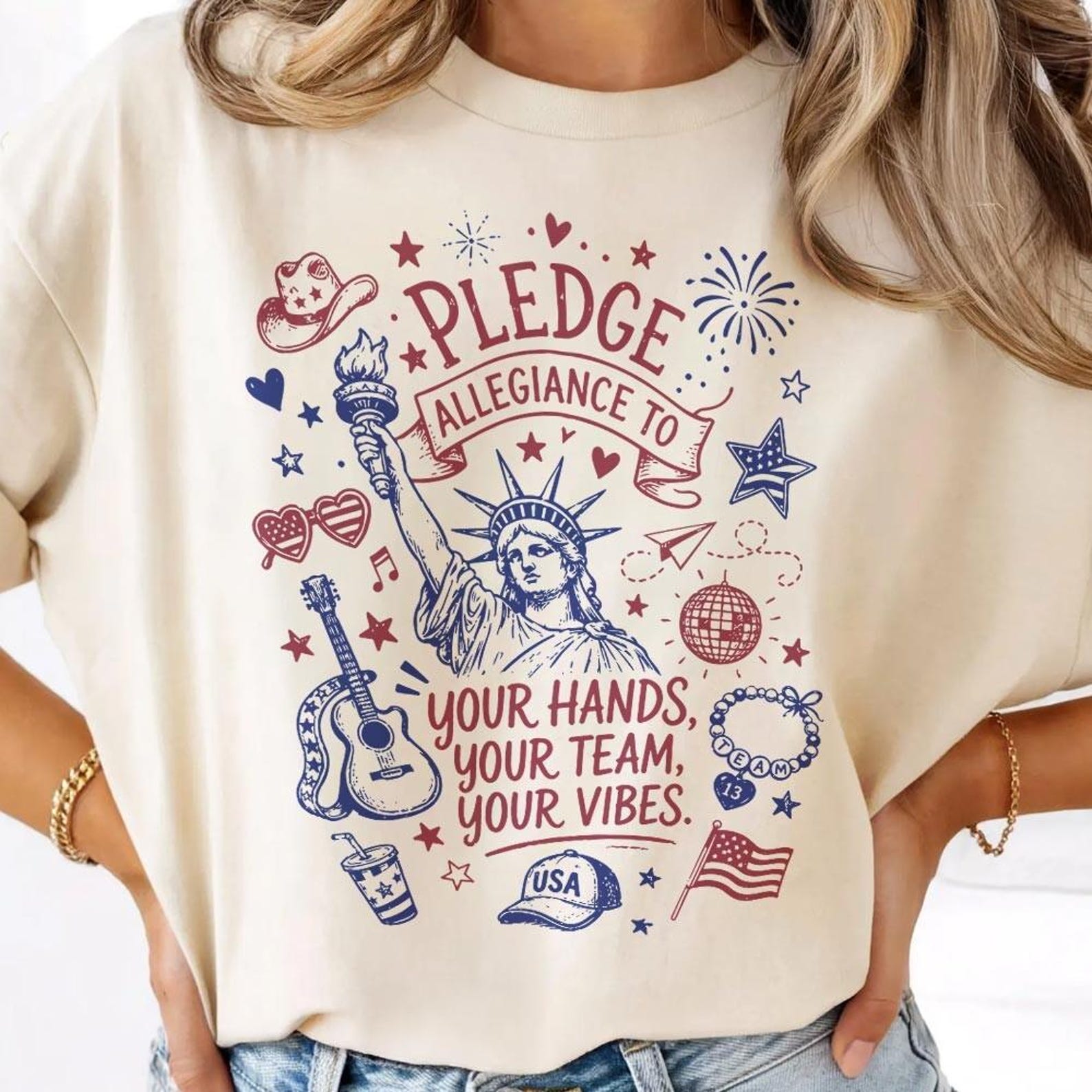 Pledge Allegiance To Your Hands Your Team Your Vibes Comfort Colors Shirt 4XL