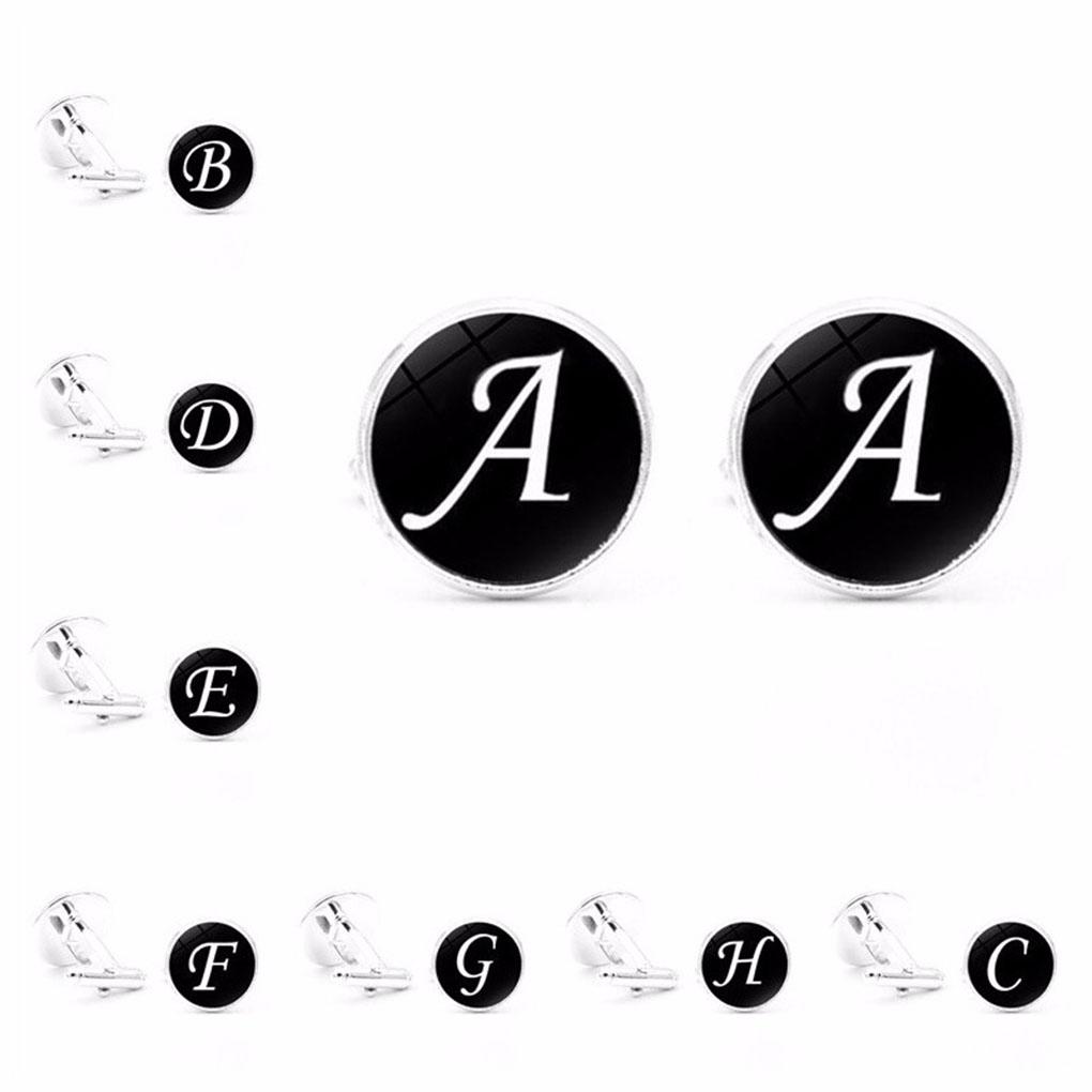 1 Paire Bouton de Manchette Lettre Mariage Formel Initial Alphabet Acier Inoxydable Bouton de Manchette