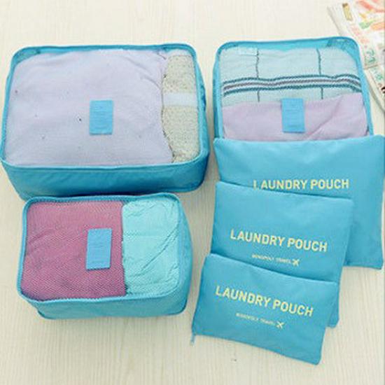 

Korean-Style Waterproof Travel Organizer: 6-Piece Set небесно-голубой